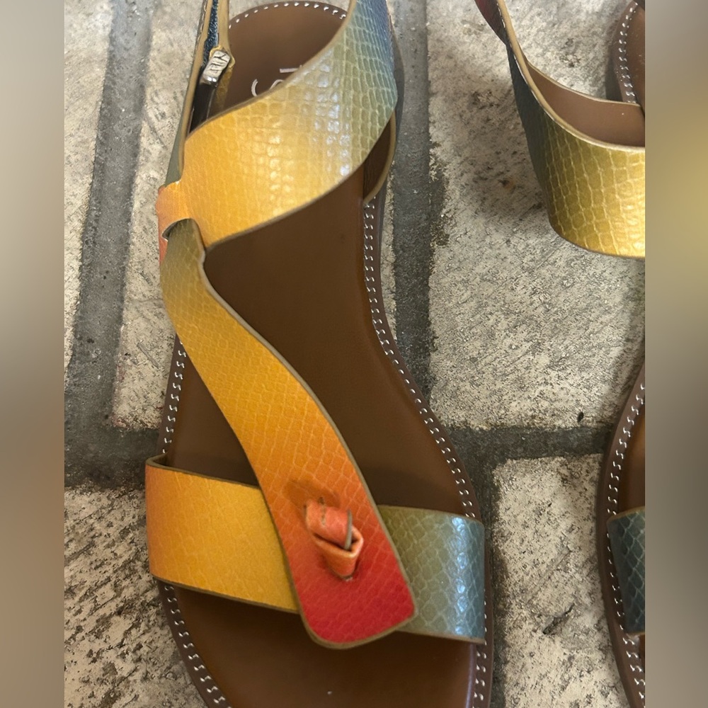 Franco Sarto Women's Multicolor Leather Strappy Sandals - Picture 4 of 6